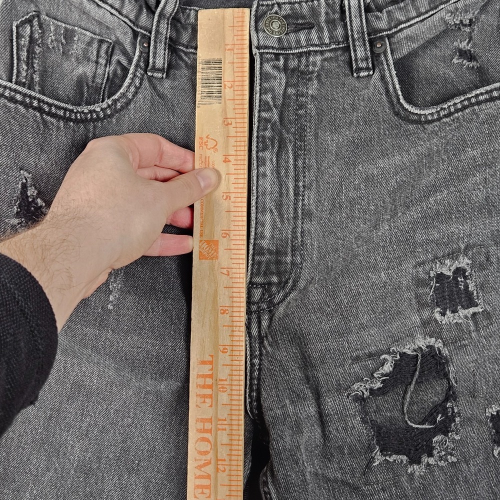 We The Free Jeans Womens 27 Black Curvy Distressed High Rise Straight Grunge - Picture 9 of 12